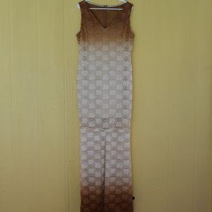 Embellished V-Neck Jersey Gown with Front Slit